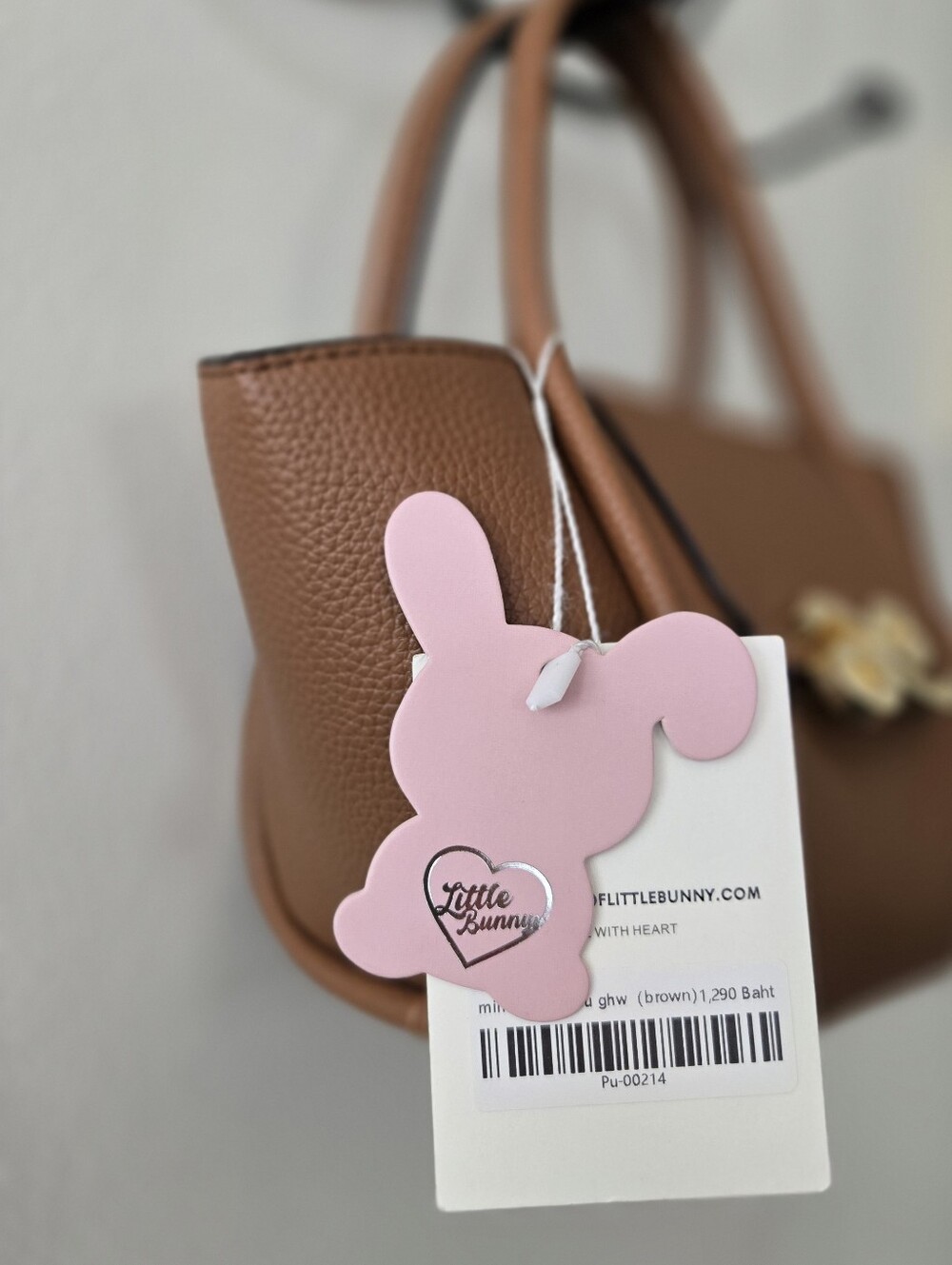 House Of LittleBunny Brown Pebbled Leather Mini Top-Handle Bag & Crossbody Strap - Picture 4 of 8